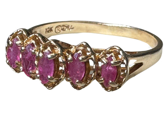 The Rich History of Rubies and the Timeless Beauty of the Vintage 10K Yellow Gold 5-Stone Marquise Ruby Ring