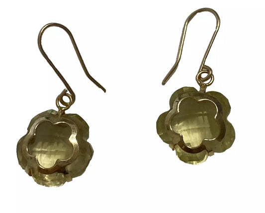 Vintage Milor Italy 14K Yellow Gold Faceted Citrine Dangle Drop Earrings – Italian Fine Jewelry