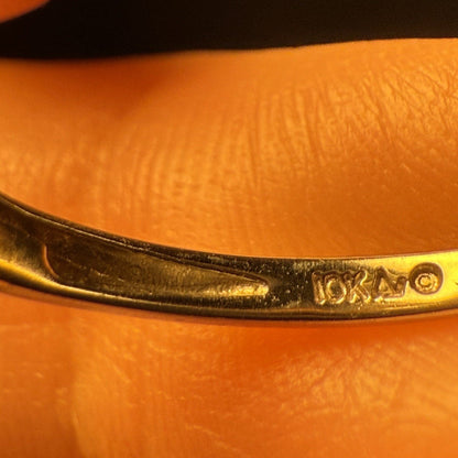 1970s vintage 10K two tone gold ring hallmark stamp detail showing 10K marking